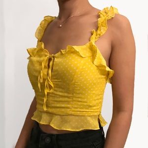 Wild Honey Yellow Polkadot Top